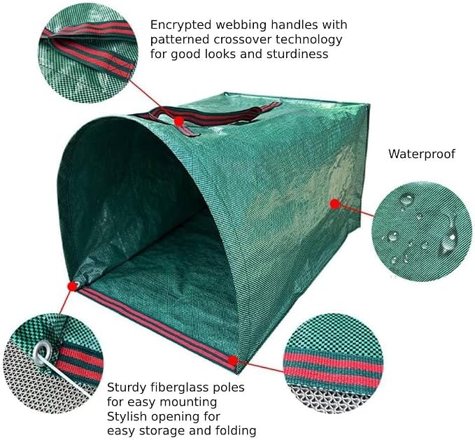 RISETEX 72 Gallon Yard Lawn Garden Bags, Large Standable Leaf Bags, Outdoor Garbage Can - Collapsible Trash Can for Parties, Yard Waste, Laundry, Camping - 1 Count