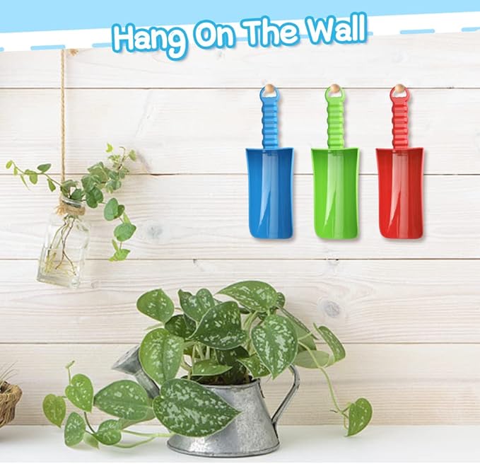 LNCOJOLM 3 PCS Thick 9" Beach Shovel Spade Scoop Trowel Sand Toys for Kid Toddler Adult, Plastic Heavy Duty Garden Digging Planting Shovel Tool Kit Sandbox Toys Gift Set Party Favor