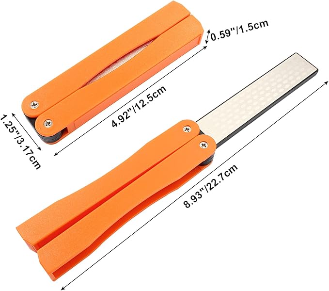 2 Pack Double-Sided Diamond Knife Sharpener Portable Folding Pocket Sharpening Stone 400/600 Grit for Garden Tools, Kitchen Knives, Outdoor Camping
