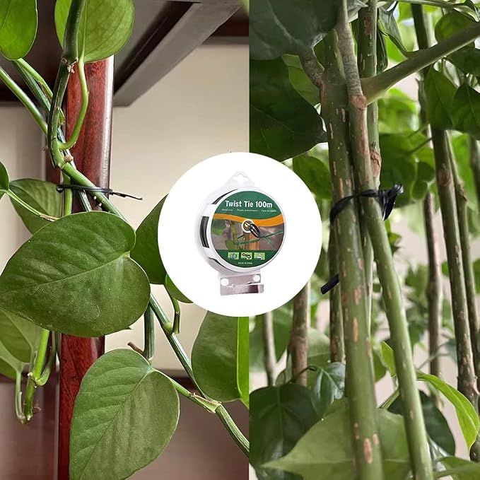 Twist Tie, 328 Feet (100m),black cable ties with Cutter, black twist ties，Garden Plant Ties Reusable, black Twist Ties for plants Gardening Tomatoes Tie garden ties for plants,garden twist ties
