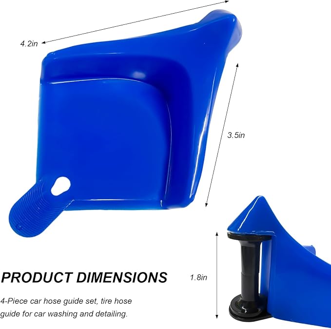 4 PCS Car Hose Guide, Car Washing Tire Hose Roller Preventing Stucking and Snagging Under The Wheels, Plastic Wheel Rolling System Tool Hoses Guides for Cars Trucks Motorcycles (Blue)