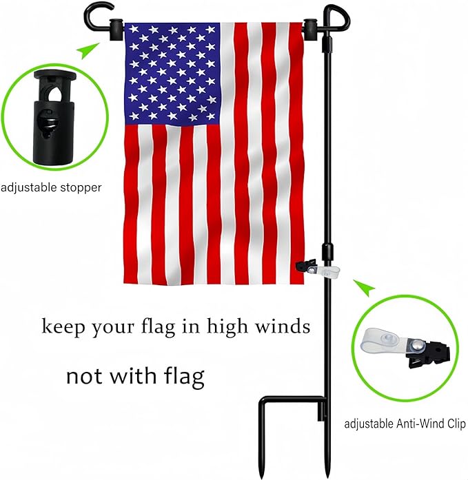 Garden Flag Pole Stand Holder, 6 Pack Garden Flags for Outside with Flag Stopper and Clip Waterproof Powder-Coated Paint for Flag Pole Holder for Outside House,Yard Flags for Outside