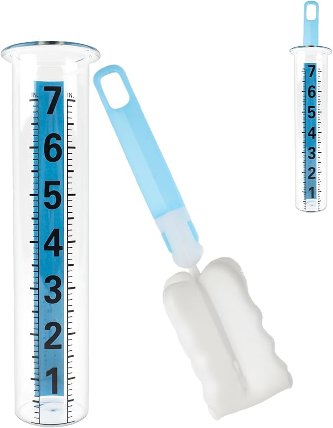 TBWHL Rain Gauge Outdoor, 7 Inch Rain Gauges Outdoors Best Rated, Upgrade Freeze Proof Outdoor Rain Gauges Replacement Tube for Garden Yard Lawn, Easy to Read Rain Gauge with 1 Clean Brush