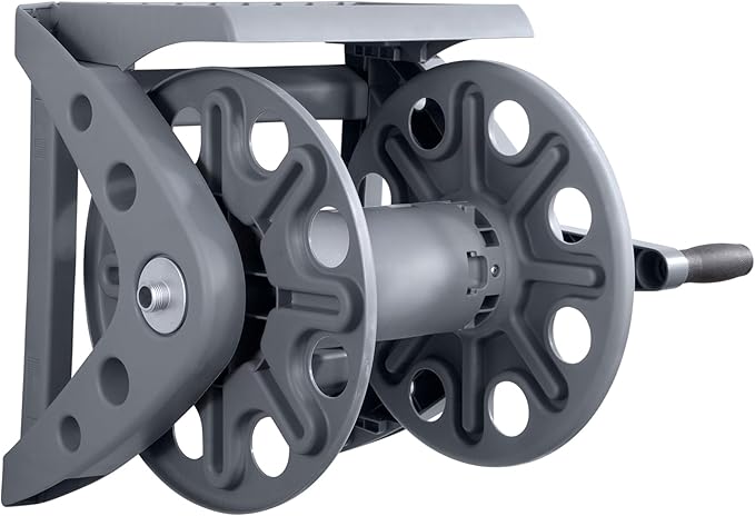 Liberty Garden Products Basics 512 Wall Mounted Hose Reel with Shelf Gray
