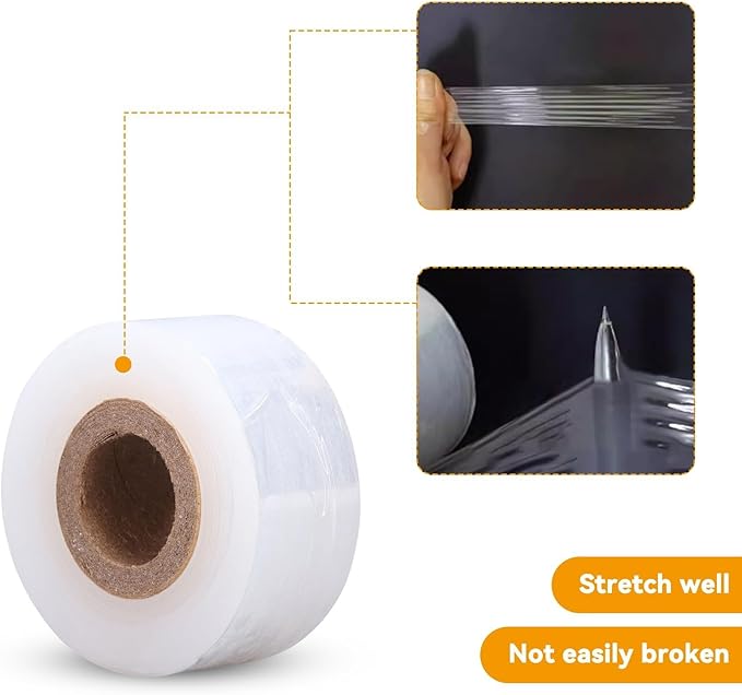 Grafting Tape, 29mm Nursery Sealing PVC Stretchable Resilient Garden Repair Parafilm Tape for Petri Dish Fruit Tree Budding Tapes Plants Grafting Film Gardening Tape Tree Bandage Repair Tape Wrap