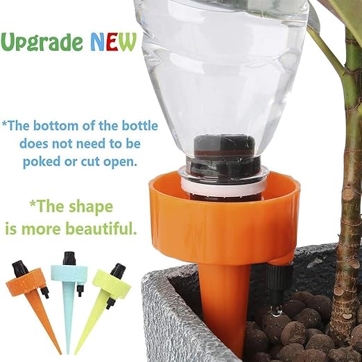 Self Watering Spikes,Plant Waterer,New Upgraded Plant Watering Devices, Automatic Vacation Drip Irrigation Watering Bulbs Globes Stakes System with Slow Release Control Valve Switch (6Pcs)