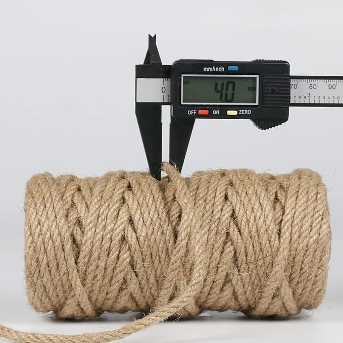 PerkHomy 4mm Jute Rope 120 Feet Twisted Heavy Duty and Thick Twine Rope for Cat Scratcher Scratching Post Tree Craft Projects Gardening Home Decoration Packing Bundling (120FT * 4mm)