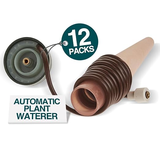 Blumat Classic Self-Watering Stakes - Prevents Overwatering and Underwatering for Healthy Growth While You are Away - Ideal for Indoor Plant Watering, 12 Pack, w Adapter