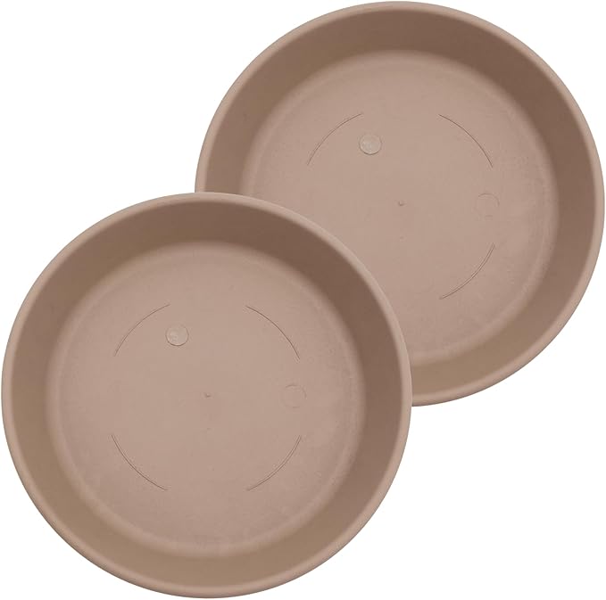 The HC Companies 17.5 Inch Classic Round Plant Saucer, Lightweight UV-Resistant Plastic Outdoor & Indoor Flower Pot Tray, 2-Pack Plant Pot Trays for Garden & Home Decor, Sandstone