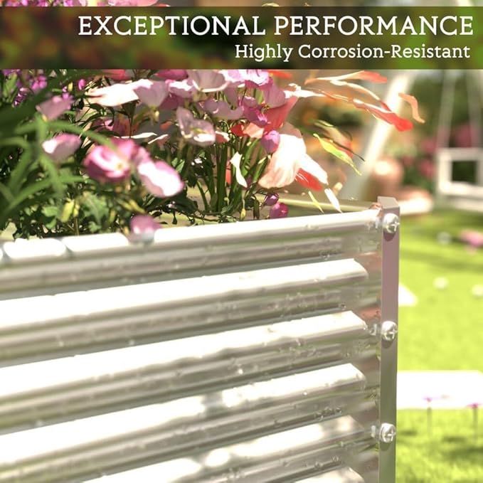 2pcs Tall Galvanized Raised Garden Bed Outdoor,Steel Garden Bed for Vegetables,Above Ground Garden Box for Flower,Metal Raised Beds for Gardening - 3x2ft