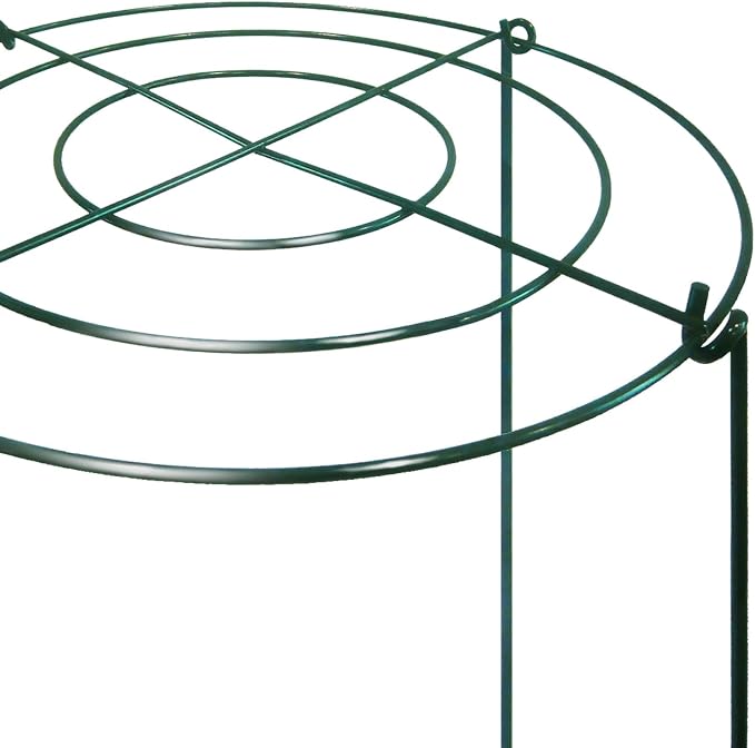 TCBWFY 8 Sets Peony Support Cage, 12" Dia x 24" High, Heavy Duty Metal Plant Support, Grow Through Hoops Grids, 4mm Legs, Green, Round