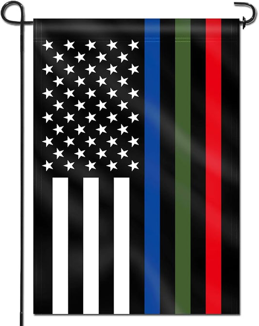 Anley Double Sided Premium Garden Flag, Thin Blue Green and Red Line US National Garden Flags - Weather Proof & Double Stitched - 18 x 12.5 Inch