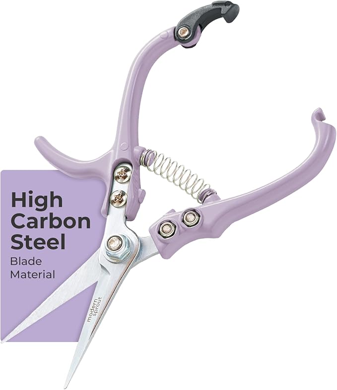 Modern Sprout Pruning Shears - Herb Snipping Scissors- Lightweight Gardening Tools W/Easy Lock - Flower Cutter Garden Shears-Gift for Father's Day-Carbon Steel Blade+Reusable Holster(Lavender, 1-Pack)