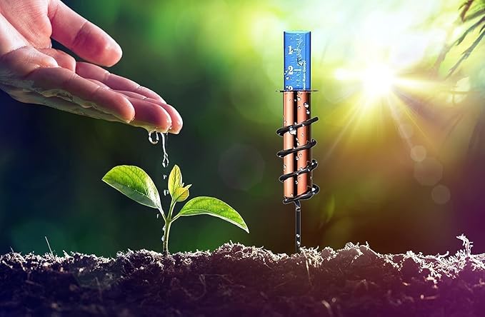 Copper Rain Gauge Outdoor Accurate Rain Gauge Rain Measure Gauge Decorative Rain Gauge Stake for Yard Garden Patio Lawn Orange