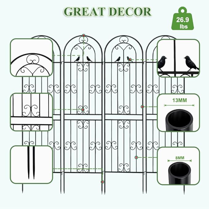 Metal Garden Trellis, 86.7" H x 19.7" W Black Coated Wire Lattice Panel, Sturdy Plant Support for Climbing Roses Vines Cucumbers Vegetables Outdoor Patio Yard (4 Packs)