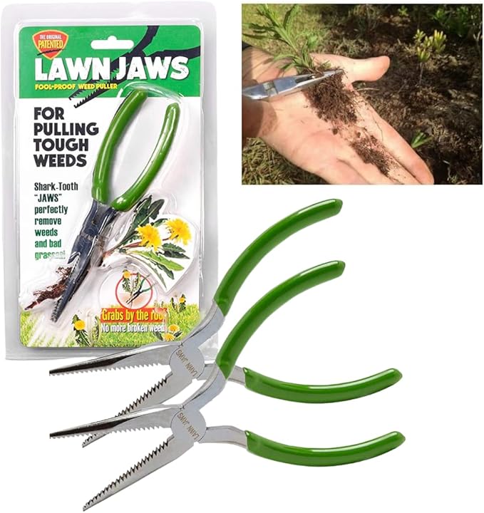 Lawn Jaws The Original Sharktooth Weed Puller Remover Weeding & Gardening Tool Weeder(2pk) -Pull from The Root Easily! Ergonomic Handheld Weeding Tool for Spring Summer Cleaning, For All Age Gardeners