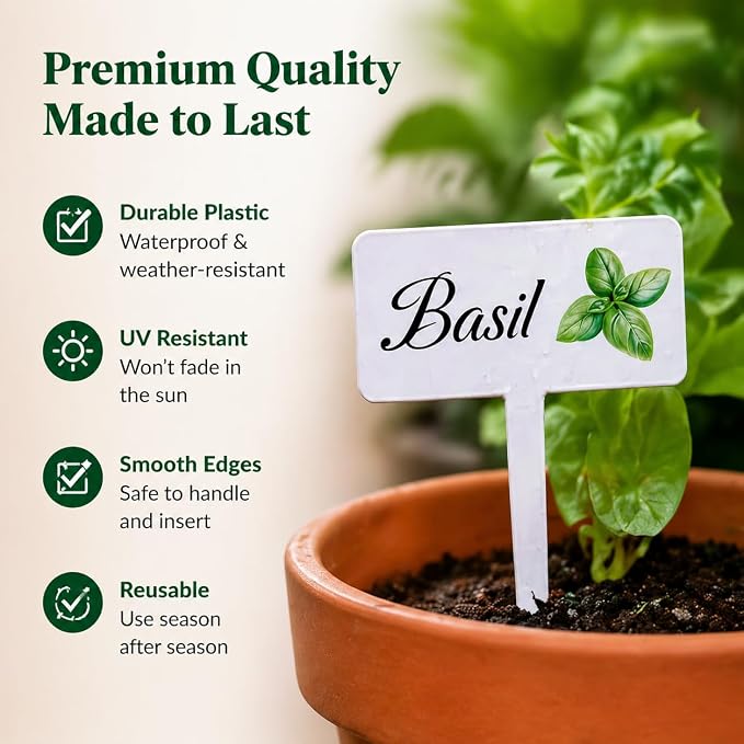 12Pcs Herb Garden Signs - 12 Styles Plant Labels for Outdoor Acrylic Markers - Waterproof Reusable Stakes Tags With Names for Vegetables Indoor Outdoor Decoration