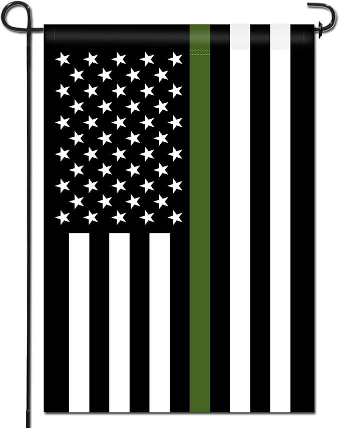 ANLEY Double Sided Premium Garden Flag, Thin Green Line US National Decorative Garden Flags - Weather Resistant & Double Stitched - 18 x 12.5 Inch