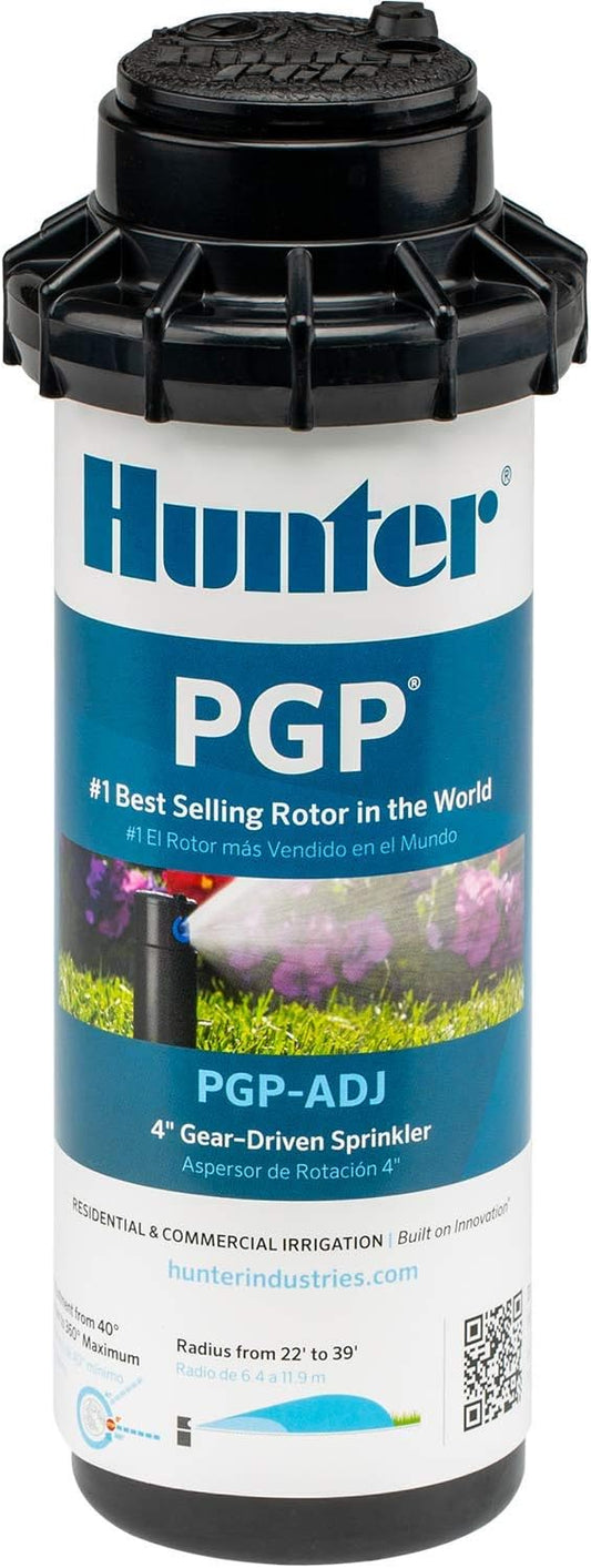 Hunter PGP-ADJ 3/4" Rotor Sprinkler Head, Adjustable 40°-360° Arc, 4" Pop-Up Gear Drive Lawn Irrigation Head, 22-52 ft Spray Distance, Preinstalled 3.0 GPM Nozzle