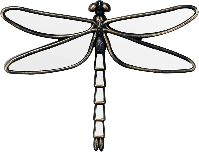 Decorative Dragonfly Wall Mirror, Plastic Frame with Mirrored Wings (12.4 x 9.3 inches) (Bronze)