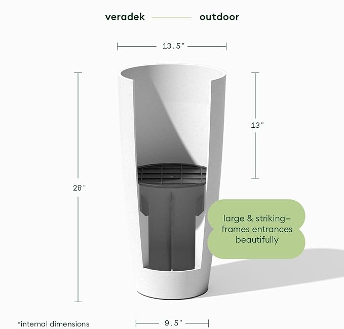Veradek Mason Series Vega Planter - Round Tall Planter for Indoor or Outdoor Porch/Patio | Made from Plastic-Stone Composite with Drainage Holes | Modern Décor for, Flowers, Interior Plants