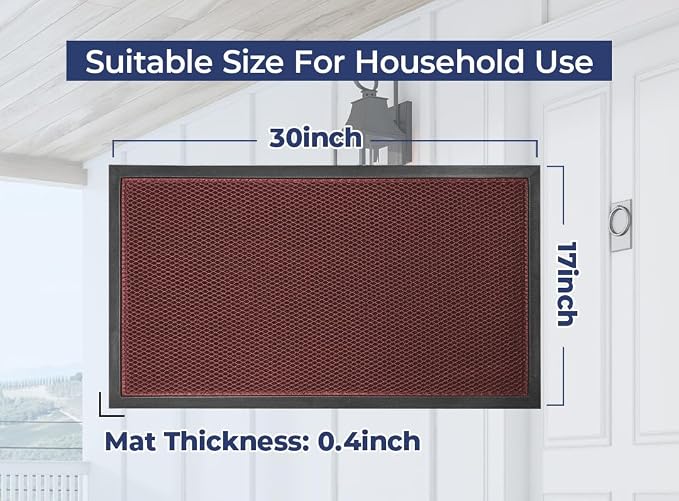 Muddy Mat® Meshy Mat™ Door Mat Heavy-Duty Quick-Dry Floor Mat, Sand & Dirt Trapper for Indoor & Outdoor, Ideal for Entrance, Mudrooms,Patios & Garages,Low-Profile,Non-Slip,Washable– Red 17"x30"x0.4"