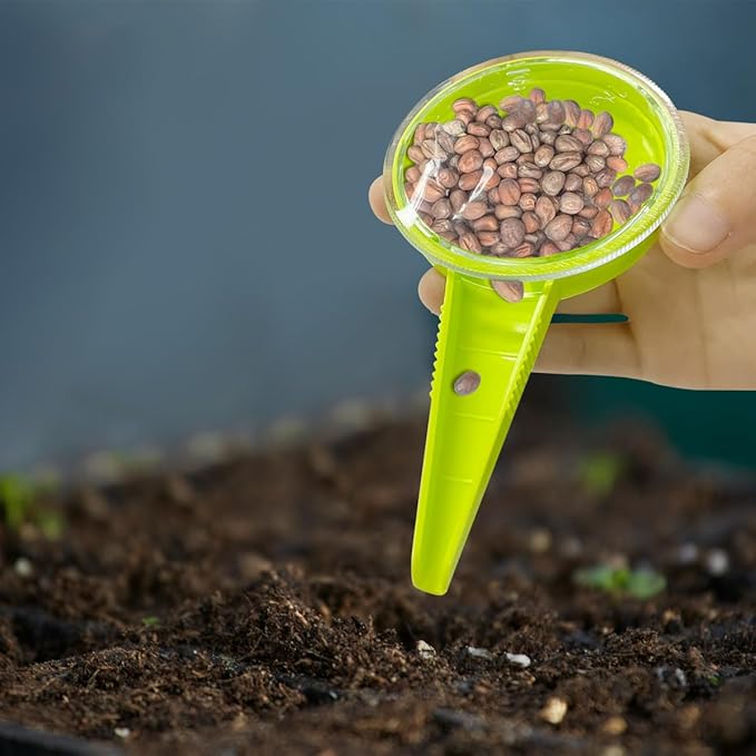 Garden Hand Planter Seeder Tool Sets，Adjustable Hand Hold Sowing Seeds Dispenser with Plant Labels Widger Hole Puncher for Planting,Transplanting Seedling