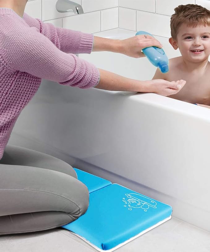 Bath Kneeler Pad - 1.5inch Thick Bath Kneeling Mat Non-Slip Rubber - Large Safety Bathtub Kneeling Pad for Baby Bathtime, Garden Work, Exercise - Foldable Child Bath Tub Mat for Parents