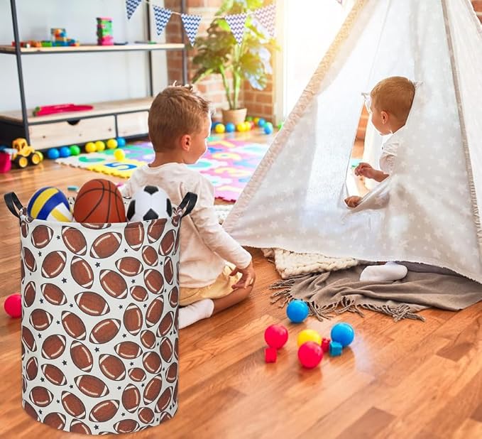 Kids Laundry Basket Baby Hamper Toy Storage Bin for Boys Room Decor for Bedroom Bathroom(Football)
