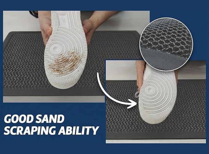 Muddy Mat® Meshy Mat™ Door Mat Heavy-Duty Quick-Dry Floor Mat, Sand & Dirt Trapper for Indoor & Outdoor, Ideal for Entrance, Mudrooms,Patios & Garages,Low-Profile,Non-Slip,Washable– Grey 48"x72"x0.4"