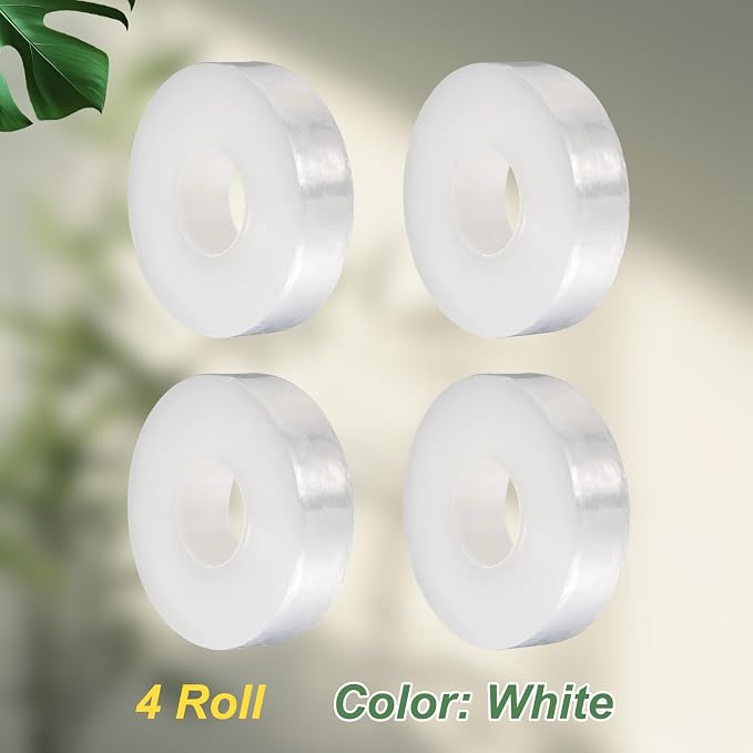 HARFINGTON 4pcs Fruit Tree Grafting Tape 2CM x 200M 0.3" Dia PE Stretchable Garden Grafting Plants Nursery Repair Tapes Self Adhesive Floristry Film for Floral Tree and Poly Budding, White
