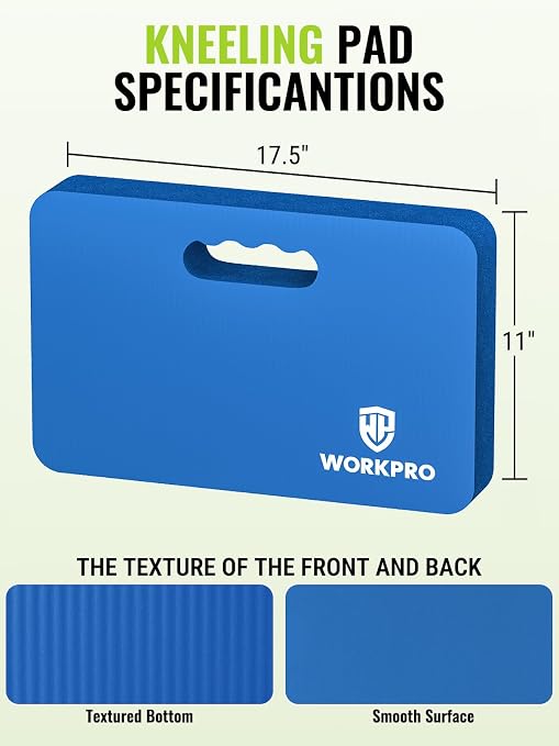 WORKPRO Extra Thick Kneeling Pad, 2-Pack, 17.5 x 11 x 1.5 in, Blue | Soft NBR Foam Cushioning, Large Foam Kneeler Mat, For Gardening, Bathing Baby, Exercise, Workout Supplies