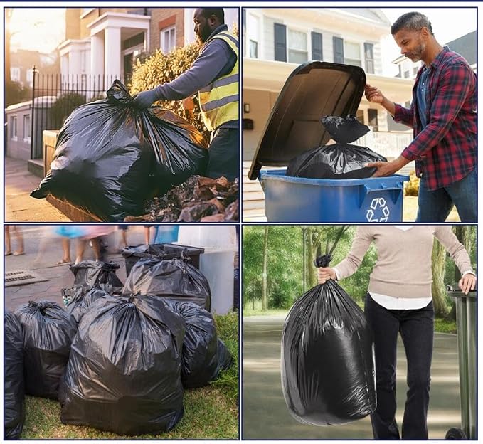 Teivio Black Large Trash Bags 55-60 Gallon 180 Count | Large Multipurpose | Fit 45,48,49,50,55,60 gallon Garbage Bin Liner | Kitchen | Lawn And Leaf Bags Outdoor Yard Waste Bag | Workshops Trash