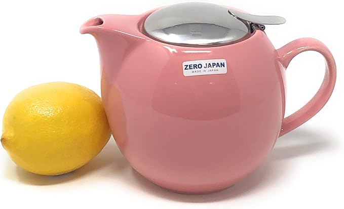 Zero Japan Bee House Round Teapot For One, 24 Oz - Ceramic Tea Pot with Stainless Steel Lid and Infuser, Smooth-Pour Spout, Diswasher and Microwave Safe Tea Pots (Rose)