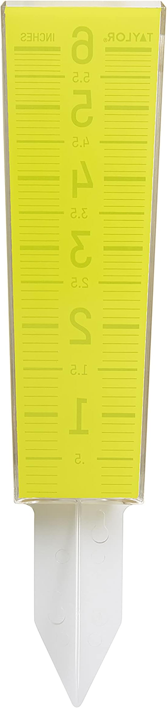 Taylor ClearVu Rain and Sprinkler Gauge, Measure and Monitor Precipitation, Easy to Read for Backyard, Patio, Garden, and Lawn, 6-inch Capacity, Clear