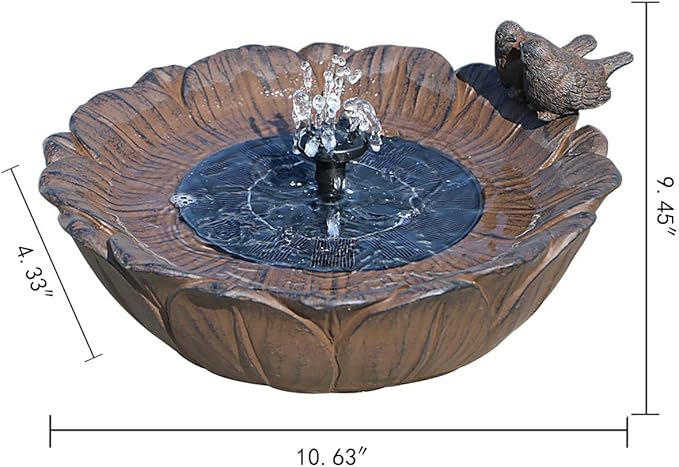 Solar Bird Bath Fountain,Sunflower with Resting Bird,Solar Powered with 3 Nozzles,Outdoor Garden Bird Bath,Solar Water Fountain for Bird Bath,Hummingbird Bird Bath for Outdoor