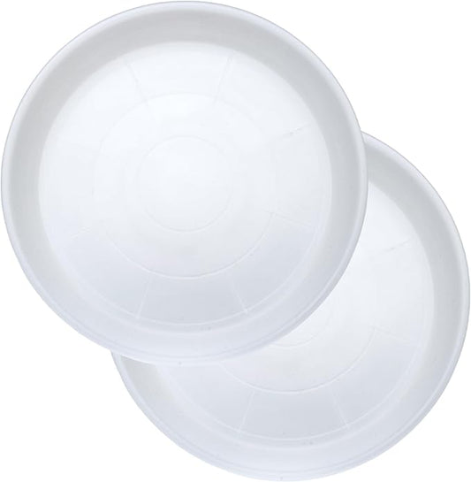 2 Pack of 25 26 inch Extra Large Clear Plant Saucer, Extra Deep 4.2" Tray for Flower Pot, Heavy Sturdy Plant Drainage Tray for Indoors, Bird Bath Bowls, Plant Plate Water Catcher for Pots (26", Clear)