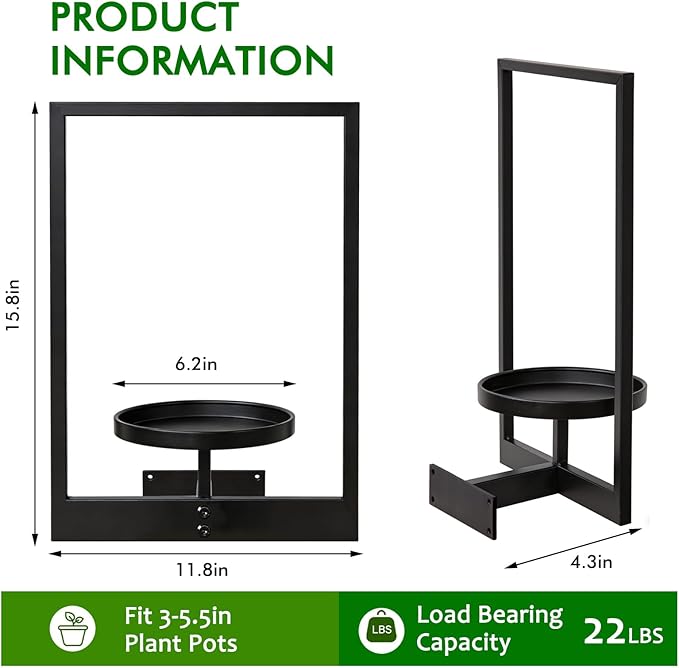 Picture Frame Wall Planters Set of 3, Modern Metal Hanging Shelves for Plants, Rustproof Wall Mount Flower Pot Holder for Indoor Outdoor, Decorative Plant Stand for Living Room Patio, Gold