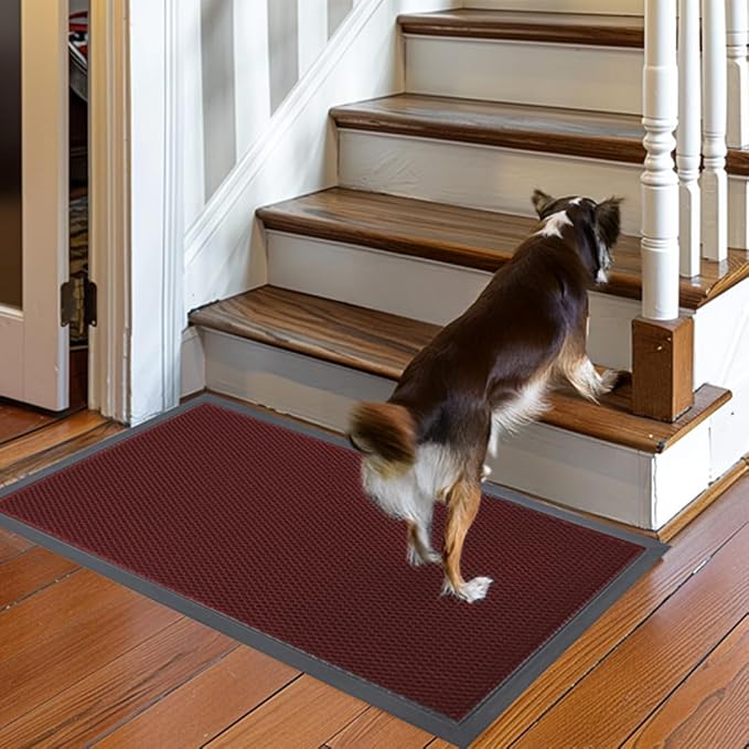 Muddy Mat® Meshy Mat™ Door Mat Heavy-Duty Quick-Dry Floor Mat, Sand & Dirt Trapper for Indoor & Outdoor, Ideal for Entrance, Mudrooms,Patios & Garages,Low-Profile,Non-Slip,Washable– Red 32"x48"x0.4"