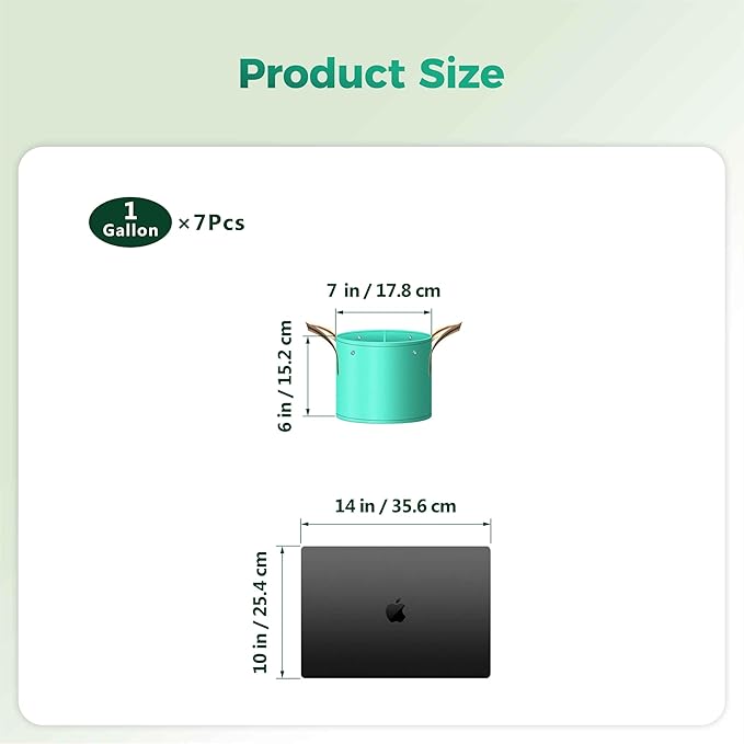 7 Pcs 1 Gallon Potato Grow Bag, PE Garden pots Plant Grow Bag with Branch-Binding Holes and Drain holefor for Vegetables, Strawberries, Flowers
