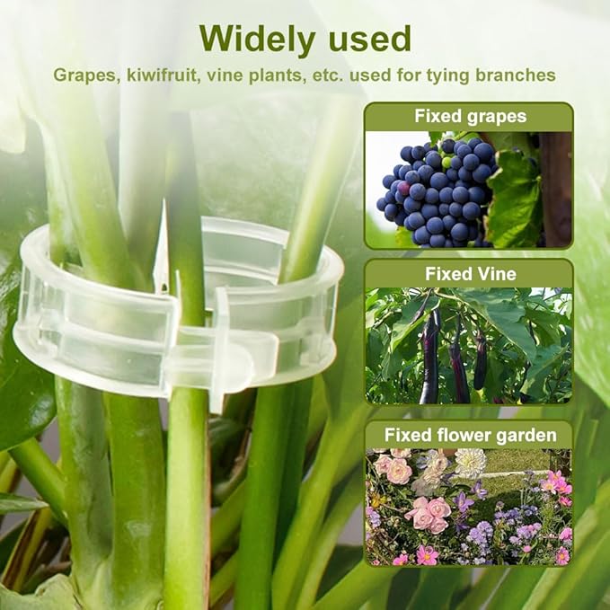 300 PCS Secured Plastic Plant Clip, Plant Support Clips, Garden Clips for Climbing Plants, Plastic Trellis Clips Plant Support Clips Tomato Grape Vine Vegetables Plant Fixing Clips (300, White)
