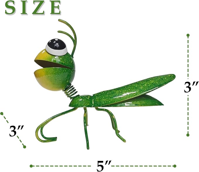 Metal Grasshopper Garden Decor Outdoor Wall Art Decor Colorful Outdoor Sculpture Yard Art Patio Entryways Unique Home Accent-Green