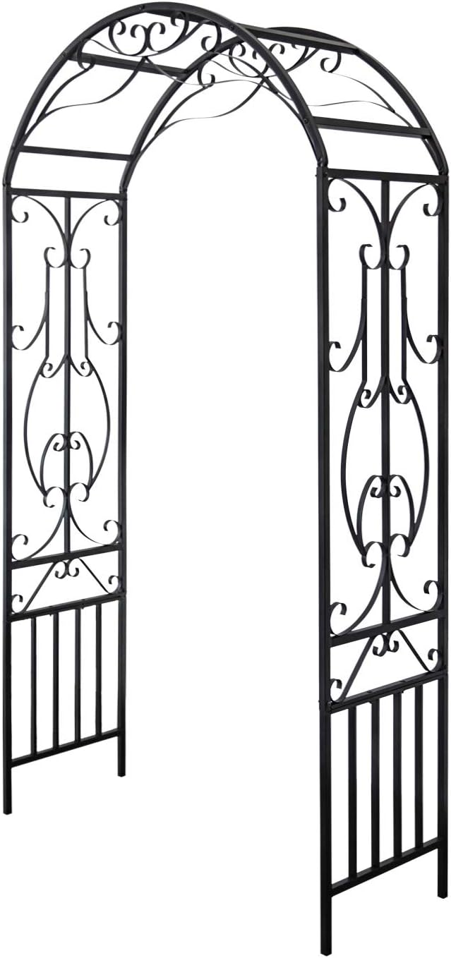kinbor Garden Arches and Arbors Outdoor Black Metal Arbor for Climbing Plants Vines Roses Wedding Archway