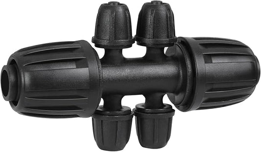 1/2 Inch To 1/4 Drip Irrigation Fittings - 8 Pack Drip Line Irrigation 1/2'' to 1/4'' Barbed Tee Adapter Anti-Drop Lock Nut Barbed Reducer 6 Way Connectors for Drip Irrigation System