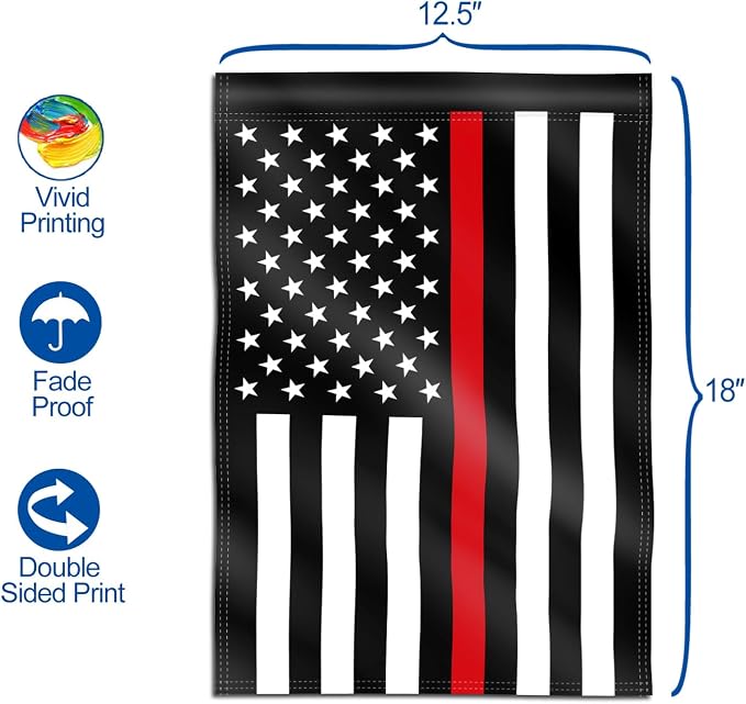 Anley Double Sided Premium Garden Flag, Thin Red Line US National Decorative Garden Flags - Weather Proof & Double Stitched - 18 x 12.5 Inch