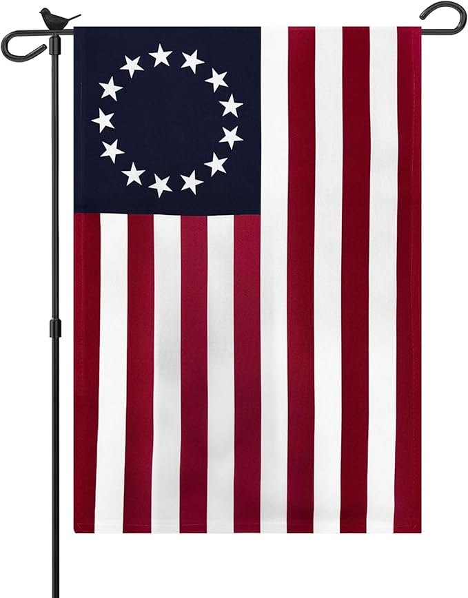 Bradford Betsy Ross Garden Flag 12x18 Inch Vivid Color 13 Star Colonial American Flags for Yard 250th Anniversary 4th of July Memorial Day Decoration