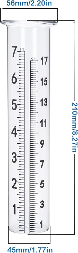 7" Capacity Rain Gauge with Stainless Steel Mounting Rack Holder, Post Mount Rain Gauge for Yard Garden Outdoor Home (Style A)
