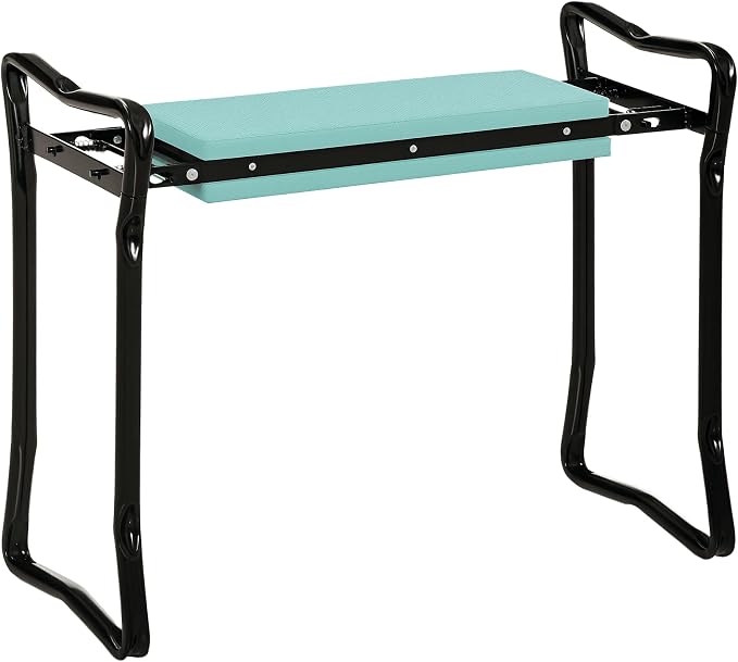 23.25x11x19.3in Durable Steel Garden Kneeler Seat Bench 330lb Weight Limit Fold-Flat EVA Foam Cushioned Dual-Function Pad