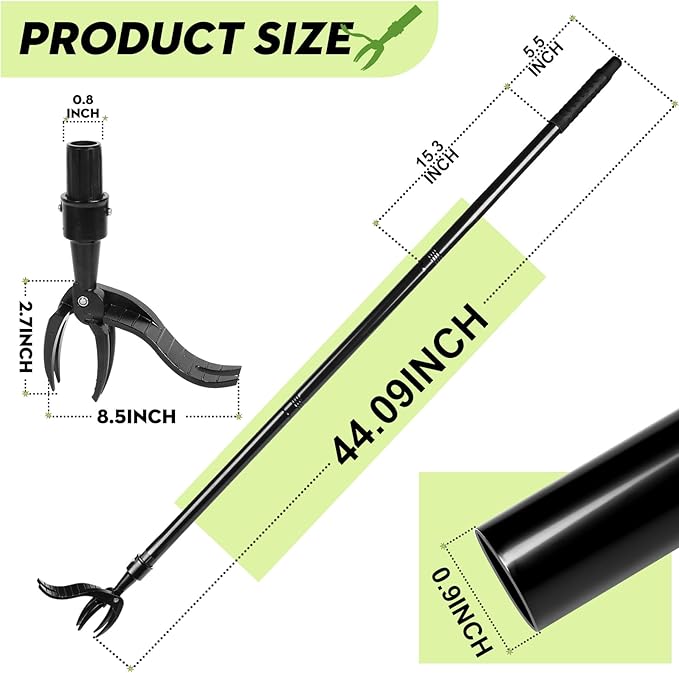Stainless Steel Weed Puller Tool, 4 Claw Portable Weeding Tool, Gardening Hand Weeder Tools with Long Handle for Weed Pulling Digging Planting, Weed Remover for Garden Lawn Yard Patio