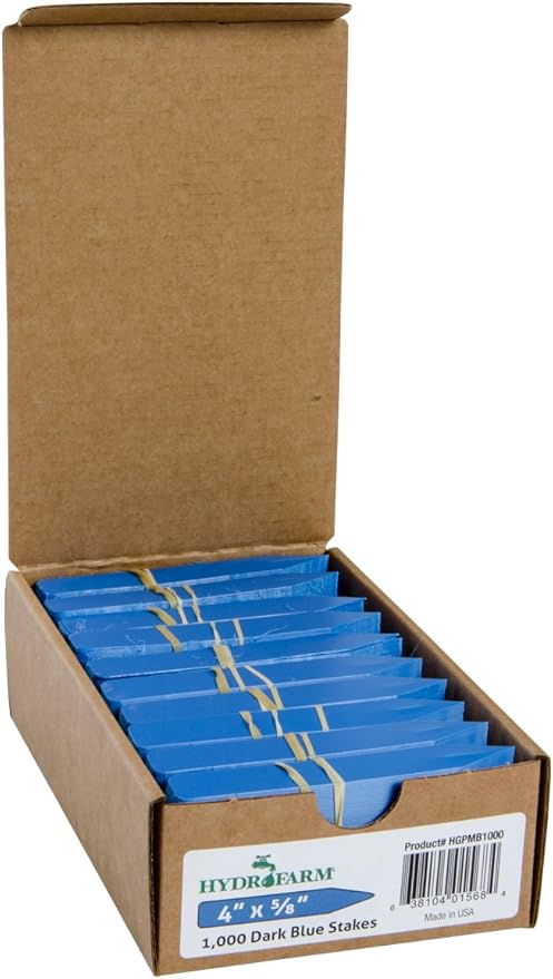 Hydrofarm Macore Co HGPMB1000 Plant Stake Labels, 4 x 5/8", Blue
